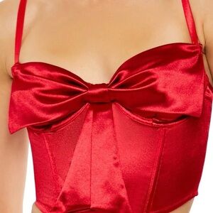 Forever 21 Red Satin Bow Bustier